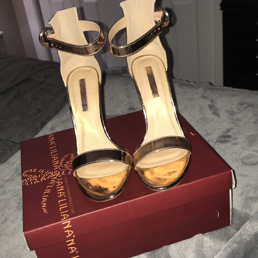 Liliana rose gold strap heeled sandal